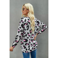 Gray Leopard Long Sleeve Top