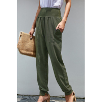 Green Pocketed Casual Joggers