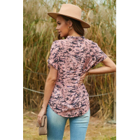 Pink Short Sleeve Toss and Tumble Printed Pocket Shirt