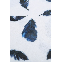 White Feather Print Short Sleeve Tee