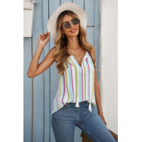 Striped Tank Top with Keyhole Detail