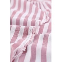 Pink Short Sleeve Buttoned Striped Print Blouse