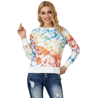 High Low Hem Tie-dye Print Top with Slits