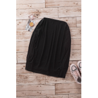 Black Ribbed Zip Knit Top