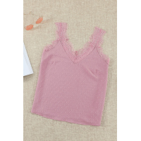 Pink Eyelash V Neck Cami Tank Top