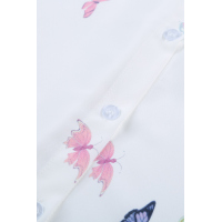 White Butterfly Print Pocketed Shirt