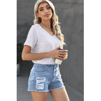 Blue Gypsy Mid-rise Distressed Denim Shorts