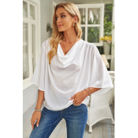 White Draped Blouse