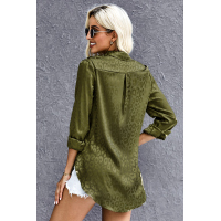 Green Embossed Button Shirt