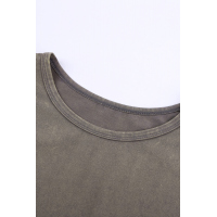 Gray Round Neck Cotton Blend Tank