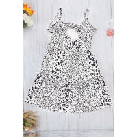 White Tiered Leopard Babydoll Dress