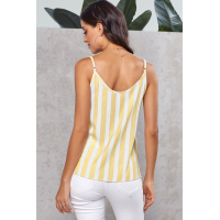 Yellow Button Up V Neck Strappy Shirt Cami Top