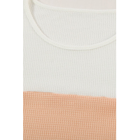 Apricot Stylish Colorblock Splicing Stripes Top