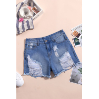 Sky Blue Clubhouse High Rise Distressed Denim Shorts