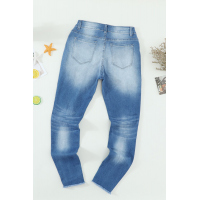 Faded Mid High Rise Jeans with Holes