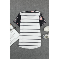 Black Striped T-shirt with Patch Pocket