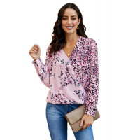 Pink Out Of Sight Mixed Print Drape Blouse