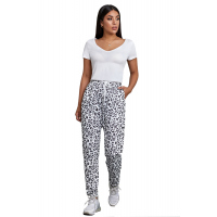 White Casual Skinny Leopard Print Pants