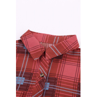 Red Plaid Button Shirt With Pockets