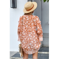 Orange Boho Print Free Flowing Tunic 