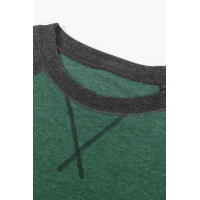 Green Raglan Sleeve Patchwork Colorblock Tee