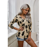 Long Sleeves Leopard Print Blouse