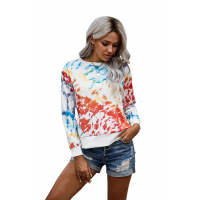 High Low Hem Tie-dye Print Top with Slits