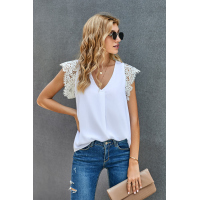 White Sleeveless Crochet Lace Blouse