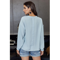 Sky Blue Long Walks on The Beach Blouse