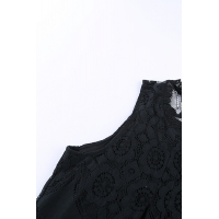 Black Lace Hollow Out Sleeveless T-Shirt