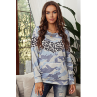 Olive Camo Long Sleeve Leopard Chevron Top