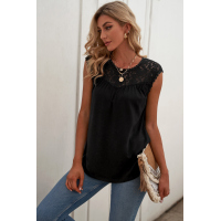 Black Sleeveless Top with Lace Detail