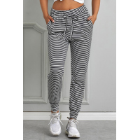 Black Striped Casual Joggings