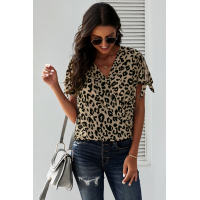 Leopard V Neck Twist Top