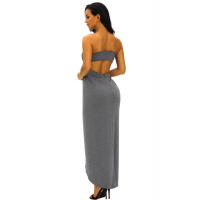 Charcoal Draped Hollow-out Maxi Dress