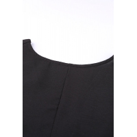 Black V Neck 3/4 Sleeve High Low Hem Shirt