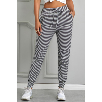 Black Striped Casual Joggings