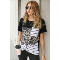 Leopard Striped Pocket T-shirt