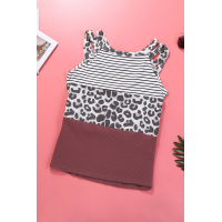 Striped Leopard Block Strappy Tank