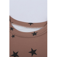 Khaki Round Neck Star Print Long Sleeve Top