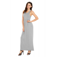 Grey Racerback Maxi Dress with Pockets