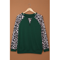 Green Leopard Long Sleeve Top