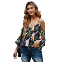 Palm Cold Shoulder Blouse