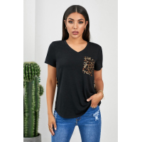 Leopard Printed Splicing T-Shirt