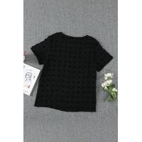 Black Swiss Dot Texture Short Sleeve Top