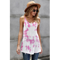 Pink Tie Dye Print Knit Tank Top