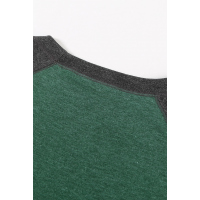 Green Raglan Sleeve Patchwork Colorblock Tee