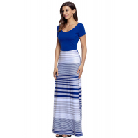 Navy Blue Crisscross Back Muliticolor Maxi Dress