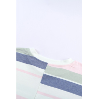 Striped Cotton Blend Short-sleeved Top