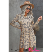 Long Sleeve Leopard Print Mini Dress